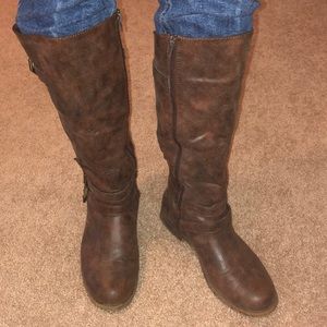 Brown leather boots